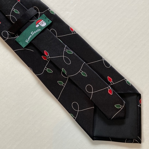 Christmas Lights Black Silk Men’s Tie - Picture 5 of 6